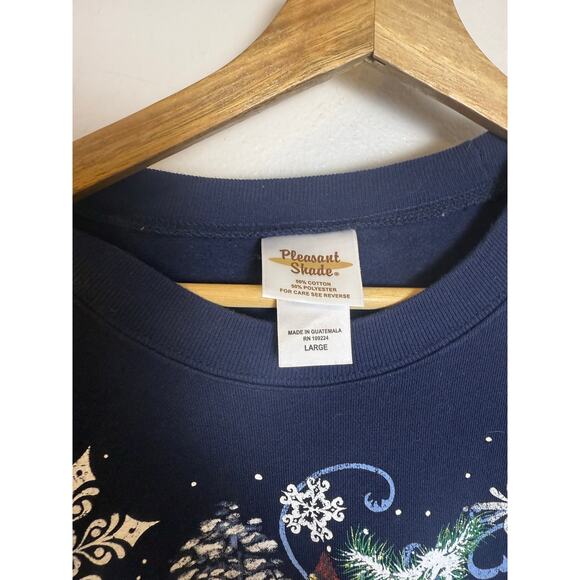 Women’s Navy Blue Crewneck Cardinal Winter Cabin Snow Graphic Sz L - Picture 3 of 3